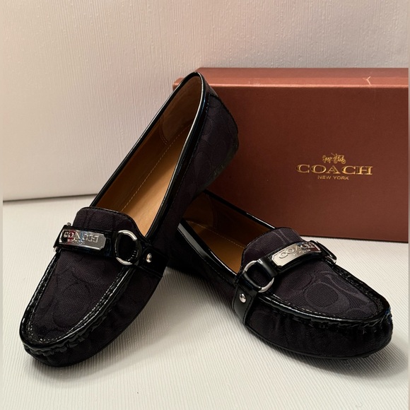 Coach Shoes - Coach Felisha Signature Black Loafers with Silver tone hardware 9.5